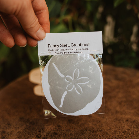 Frosted Vinyl Pansy Shell Stickers